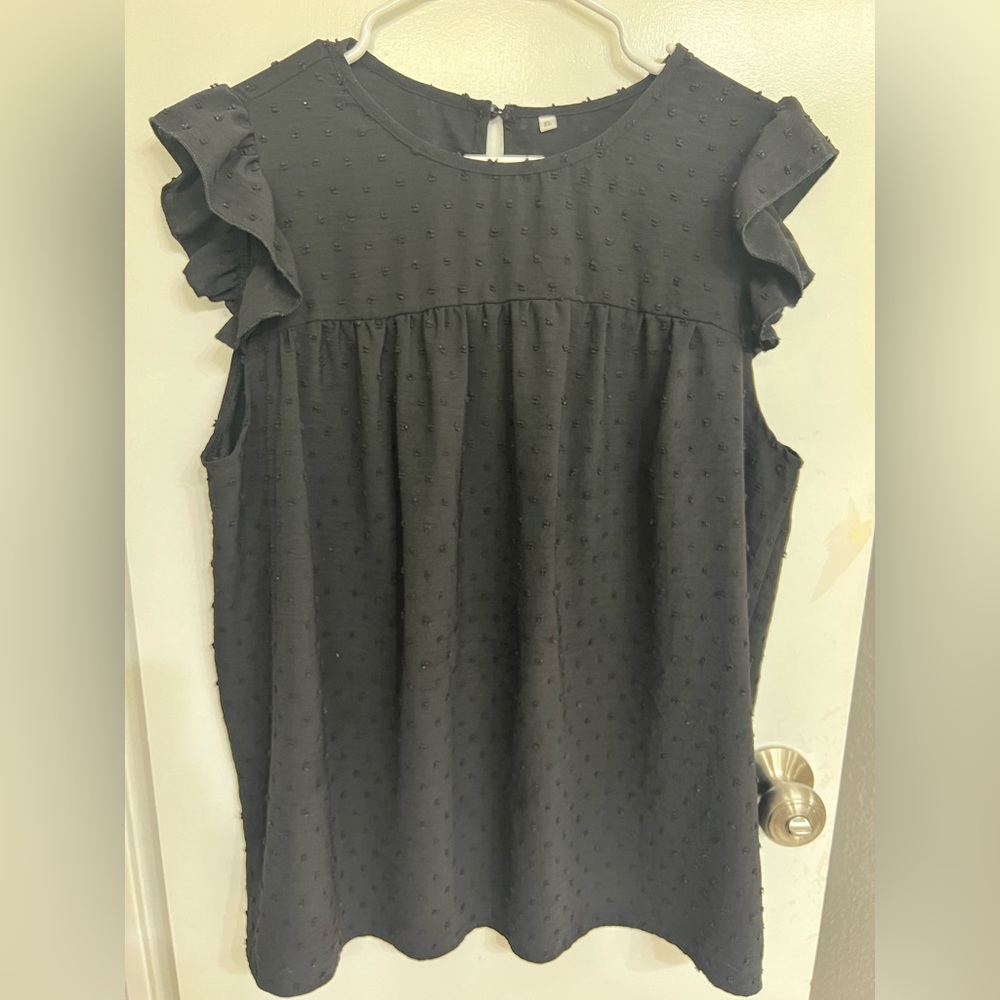Black Ruffle Sleeve Blouse